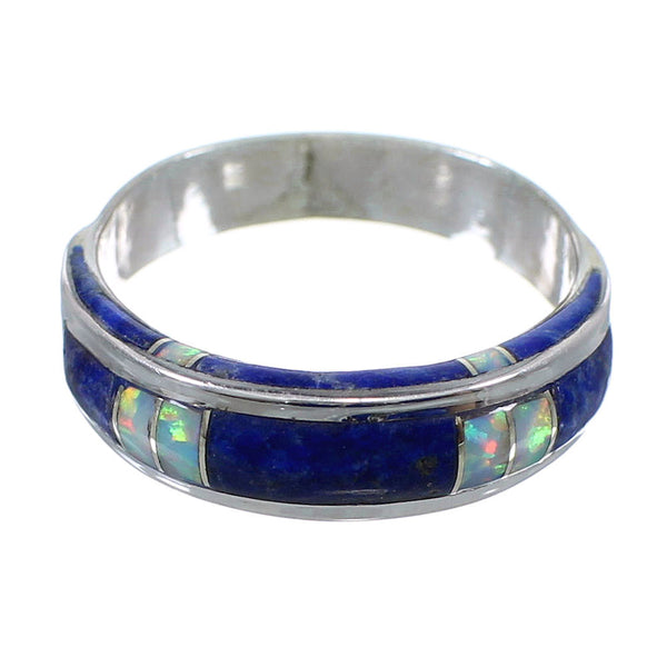 Lapis And Opal Inlay Silver Southwest Jewelry Ring Size 5 AX87140